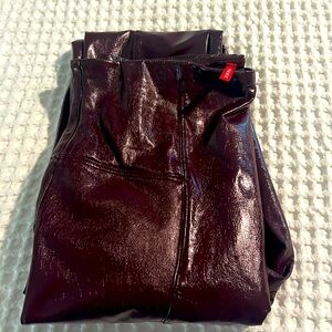 Spanx Maroon faux leather‎ leggings